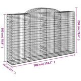 Arched Gabion Baskets 10 pcs 300x50x180/200 cm Galvanised Iron