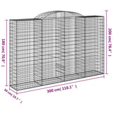 Arched Gabion Baskets 15 pcs 300x50x180/200 cm Galvanised Iron