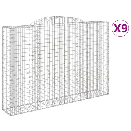 Arched Gabion Baskets 9 pcs 300x50x200/220 cm Galvanised Iron