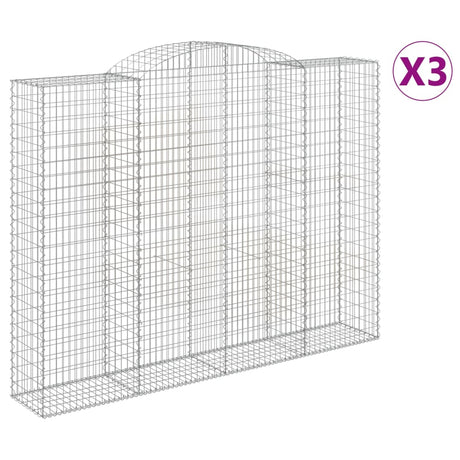 Arched Gabion Baskets 3 pcs 300x50x220/240 cm Galvanised Iron