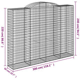 Arched Gabion Baskets 6 pcs 300x50x220/240 cm Galvanised Iron