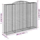Arched Gabion Baskets 7 pcs 300x50x220/240 cm Galvanised Iron