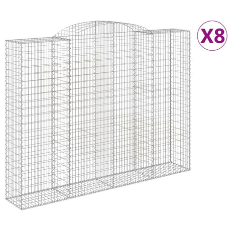 Arched Gabion Baskets 8 pcs 300x50x220/240 cm Galvanised Iron