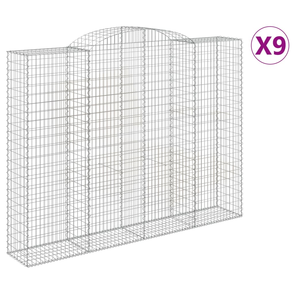 Arched Gabion Baskets 9 pcs 300x50x220/240 cm Galvanised Iron