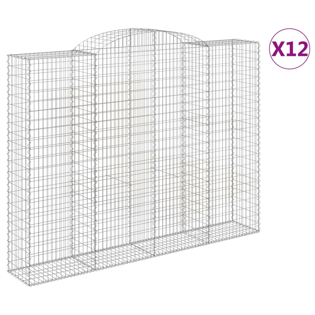 Arched Gabion Baskets 12 pcs 300x50x220/240 cm Galvanised Iron