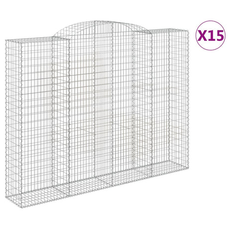 Arched Gabion Baskets 15 pcs 300x50x220/240 cm Galvanised Iron