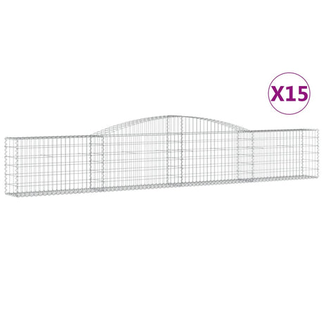 Arched Gabion Baskets 15 pcs 400x30x60/80 cm Galvanised Iron