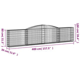 Arched Gabion Baskets 7 pcs 400x30x80/100 cm Galvanised Iron
