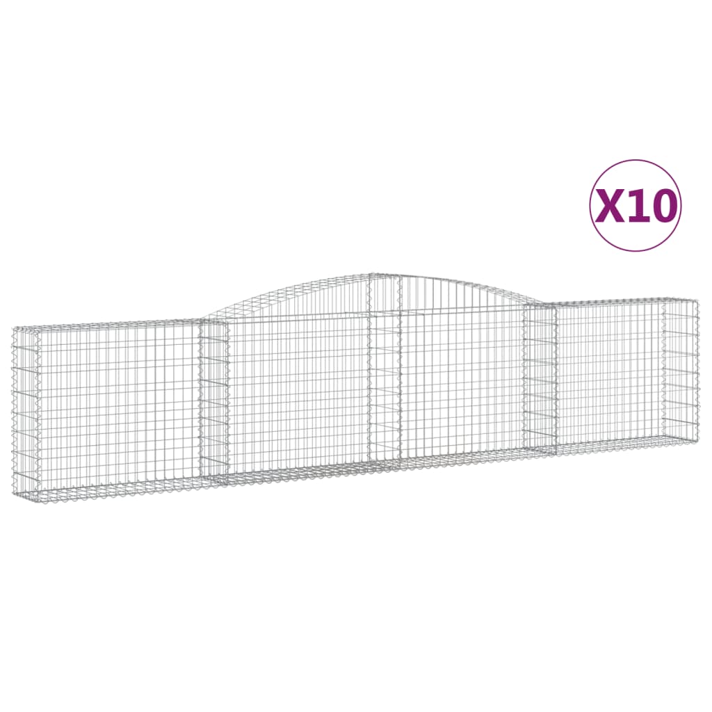 Arched Gabion Baskets 10 pcs 400x30x80/100 cm Galvanised Iron