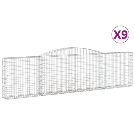 Arched Gabion Baskets 9 pcs 400x30x100/120 cm Galvanised Iron