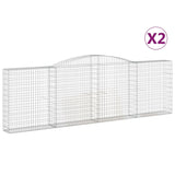 Arched Gabion Baskets 2 pcs 400x30x120/140 cm Galvanised Iron