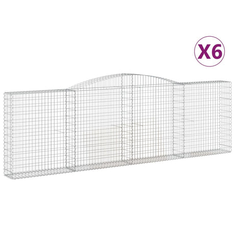 Arched Gabion Baskets 6 pcs 400x30x120/140 cm Galvanised Iron