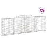 Arched Gabion Baskets 9 pcs 400x30x120/140 cm Galvanised Iron