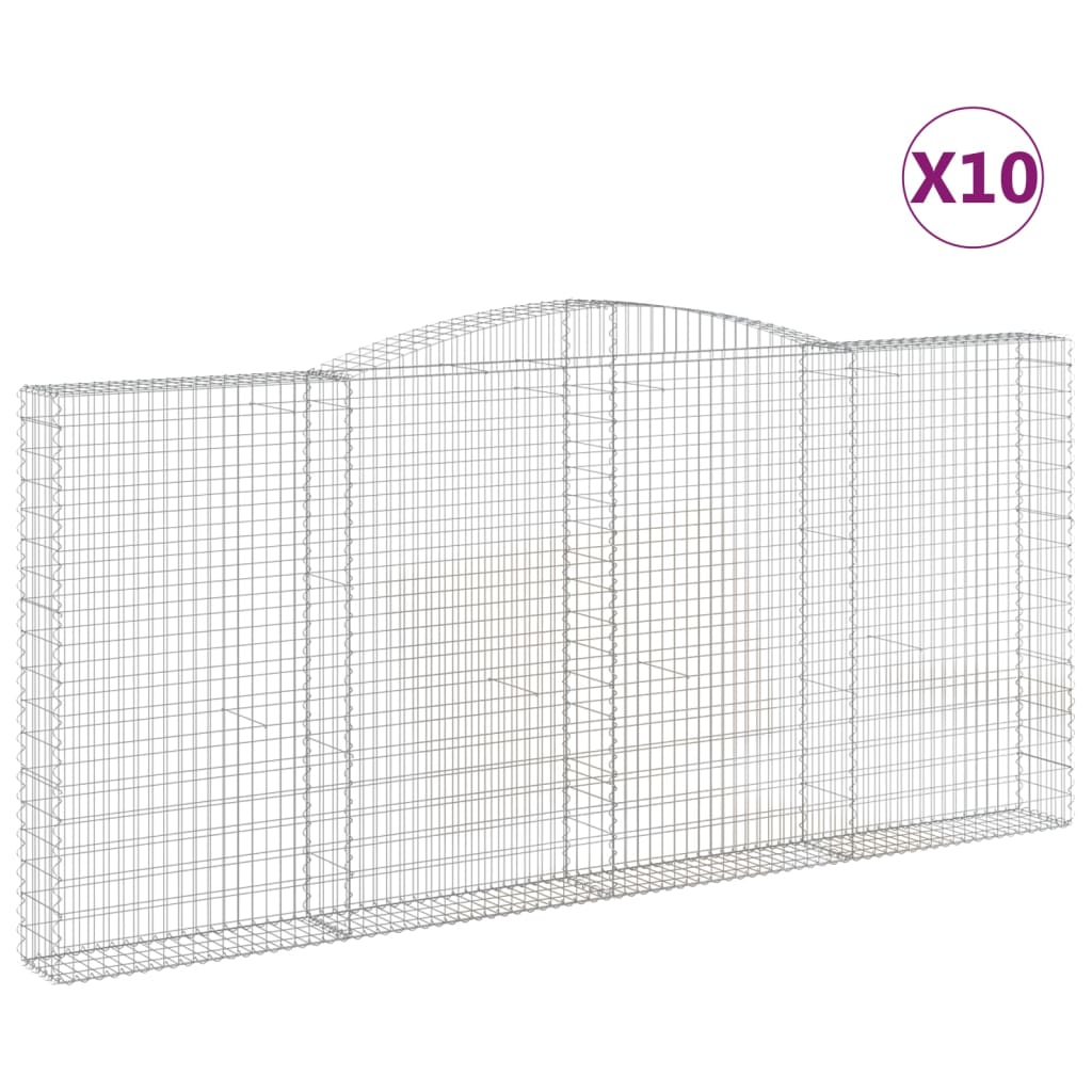 Arched Gabion Baskets 10 pcs 400x30x180/200 cm Galvanised Iron