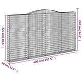 Arched Gabion Baskets 4 pcs 400x30x220/240 cm Galvanised Iron