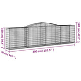 Arched Gabion Baskets 3 pcs 400x50x100/120 cm Galvanised Iron