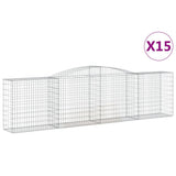Arched Gabion Baskets 15 pcs 400x50x100/120 cm Galvanised Iron