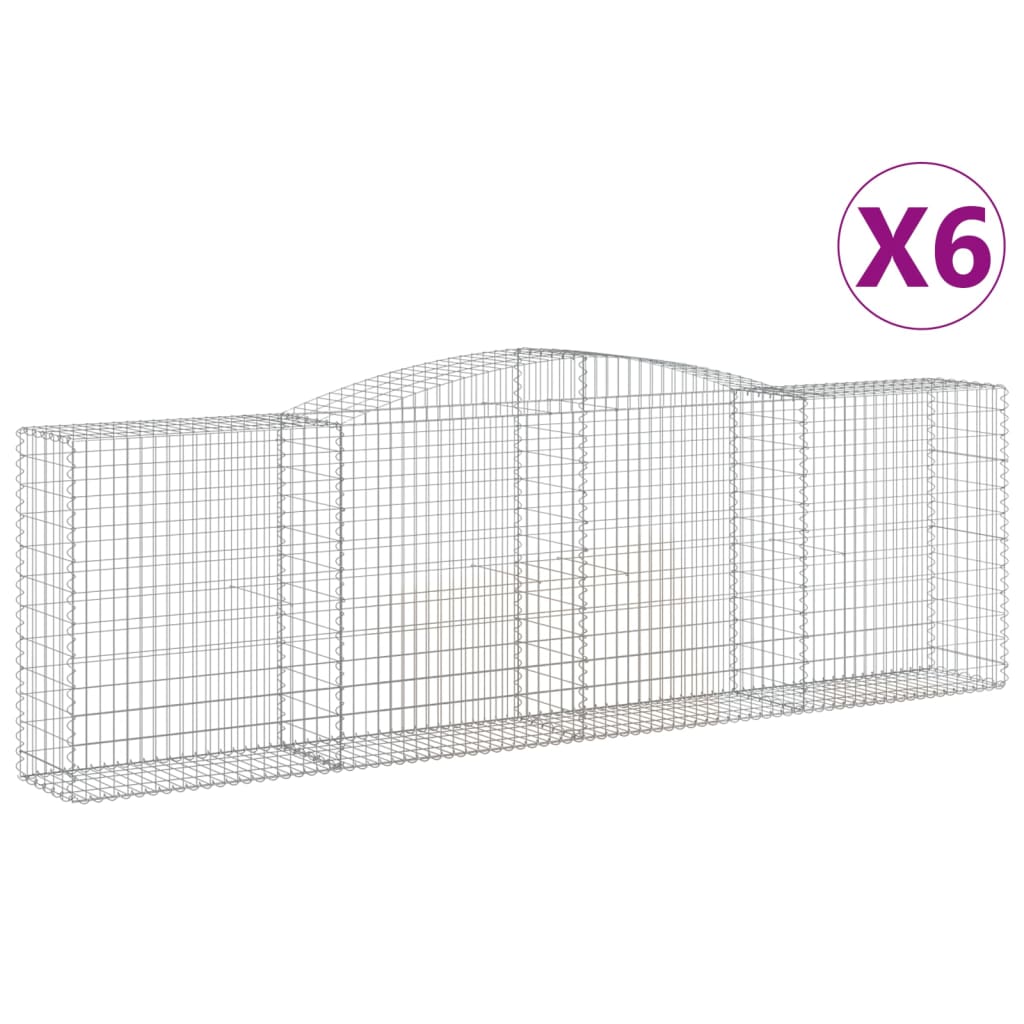 Arched Gabion Baskets 6 pcs 400x50x120/140 cm Galvanised Iron