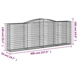 Arched Gabion Baskets 8 pcs 400x50x140/160 cm Galvanised Iron