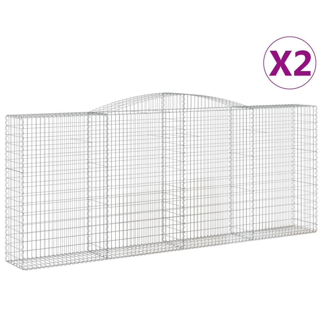 Arched Gabion Baskets 2 pcs 400x50x160/180 cm Galvanised Iron