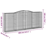 Arched Gabion Baskets 2 pcs 400x50x160/180 cm Galvanised Iron