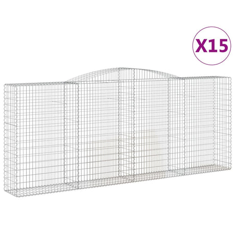 Arched Gabion Baskets 15 pcs 400x50x160/180 cm Galvanised Iron