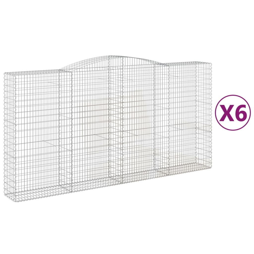 Arched Gabion Baskets 6 pcs 400x50x200/220 cm Galvanised Iron