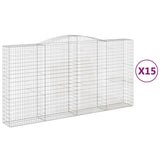 Arched Gabion Baskets 15 pcs 400x50x200/220 cm Galvanised Iron
