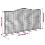 Arched Gabion Baskets 15 pcs 400x50x200/220 cm Galvanised Iron