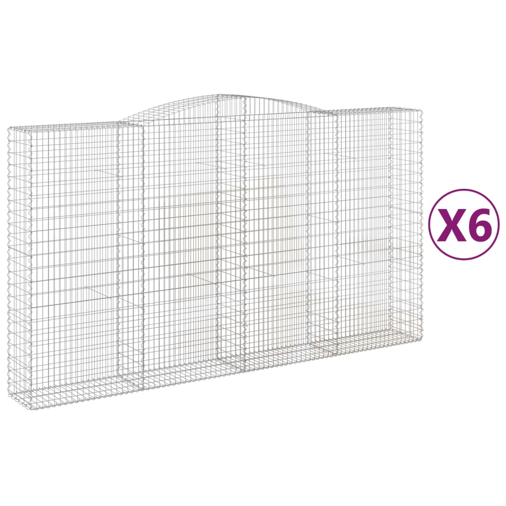 Arched Gabion Baskets 6 pcs 400x50x220/240 cm Galvanised Iron