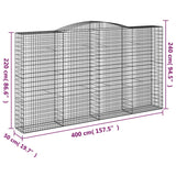 Arched Gabion Baskets 9 pcs 400x50x220/240 cm Galvanised Iron