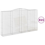 Arched Gabion Baskets 15 pcs 400x50x220/240 cm Galvanised Iron