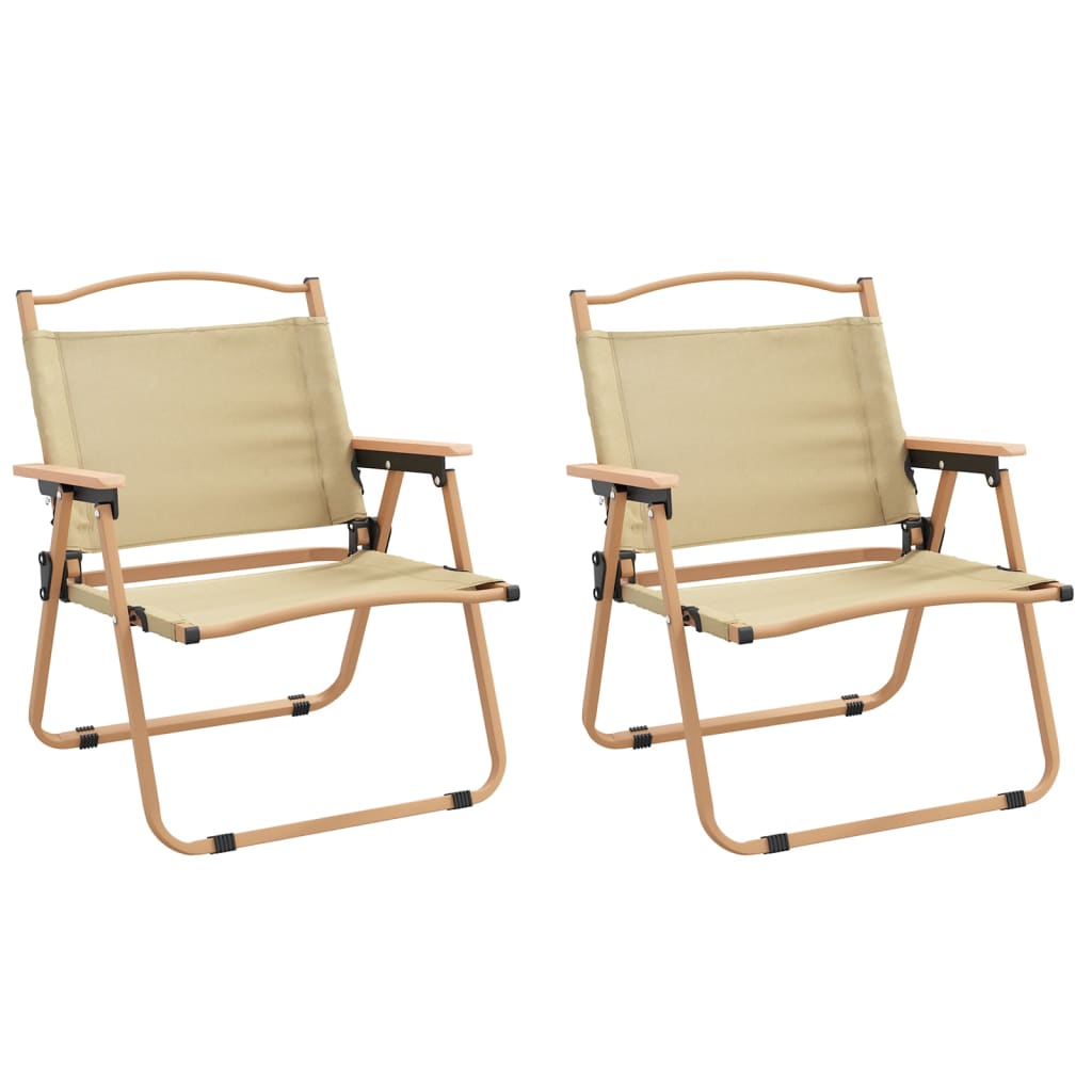 vidaXL Camping Chairs 2 pcs Beige 54x43x59cm Oxford Fabric