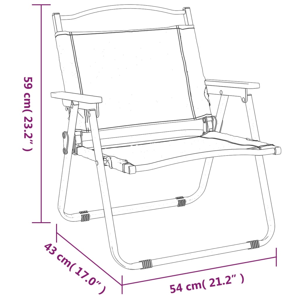 vidaXL Camping Chairs 2 pcs Beige 54x43x59cm Oxford Fabric