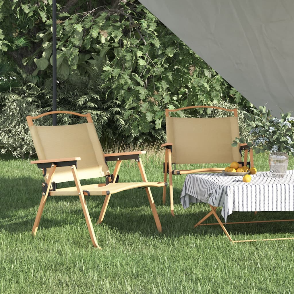 vidaXL Camping Chairs 2 pcs Beige 54x43x59cm Oxford Fabric