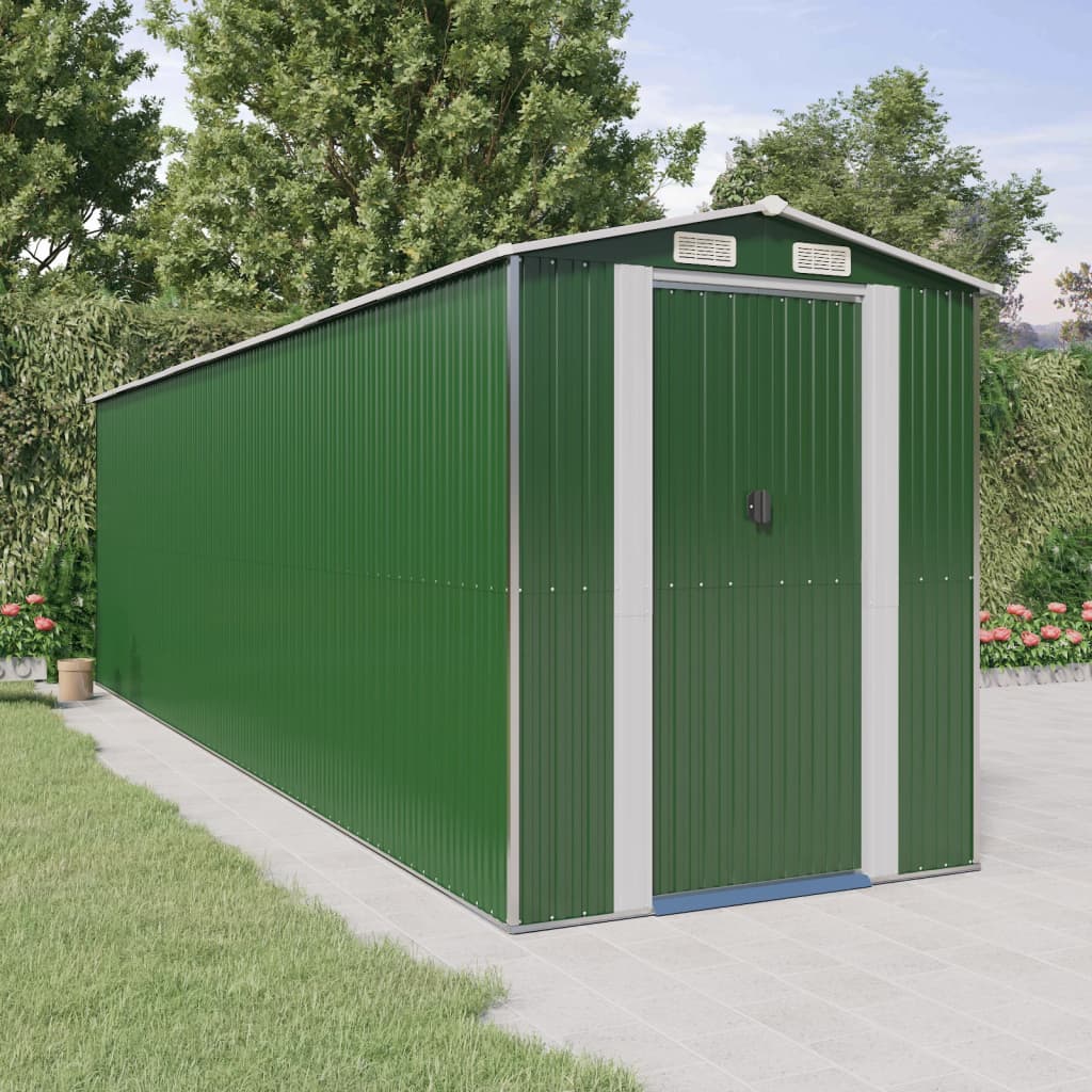 Garden Shed Green 192x689x223 cm Galvanised Steel