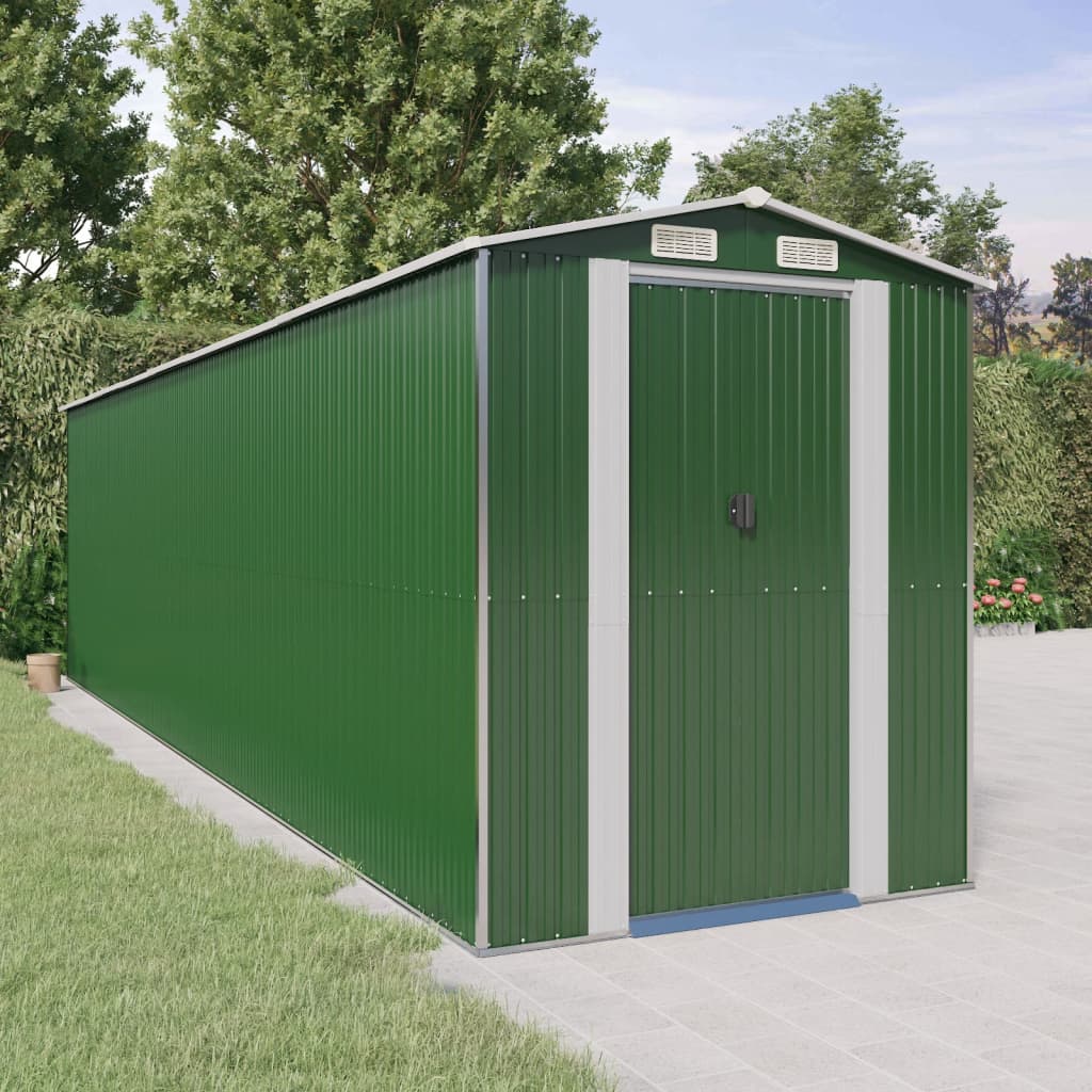 Garden Shed Green 192x772x223 cm Galvanised Steel