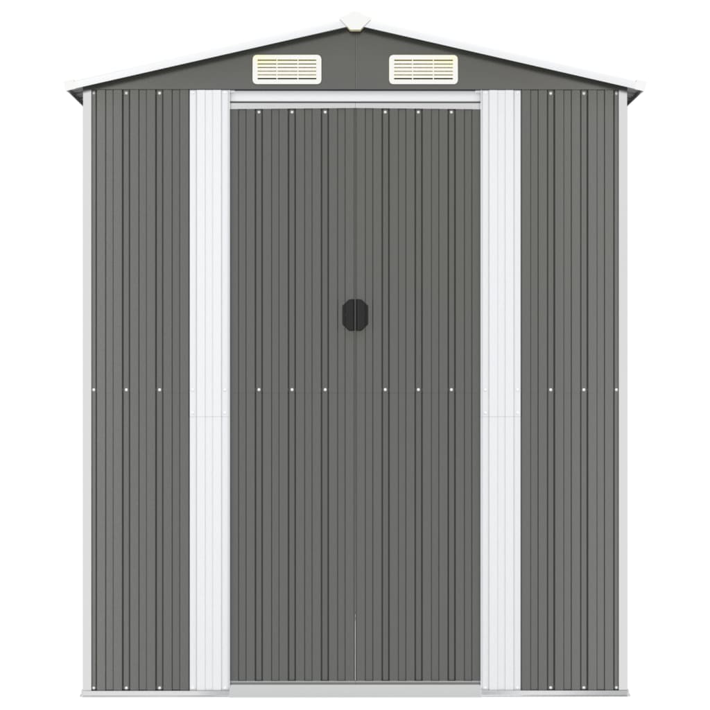 Garden Shed Light Grey 192x357x223 cm Galvanised Steel