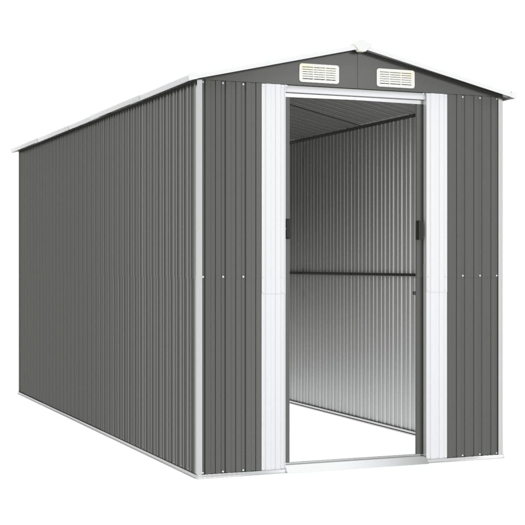 vidaXL Garden Shed Light Grey 192x440x223 cm Galvanised Steel