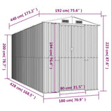 vidaXL Garden Shed Light Grey 192x440x223 cm Galvanised Steel