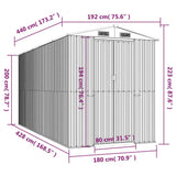 Garden Shed Light Grey 192x440x223 cm Galvanised Steel