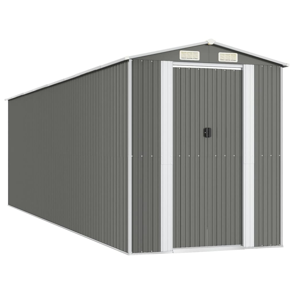 Garden Shed Light Grey 192x689x223 cm Galvanised Steel