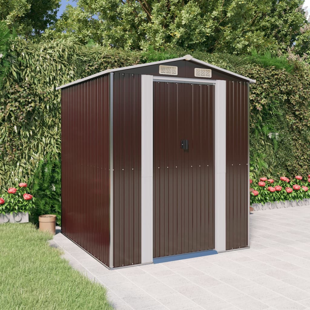 Garden Shed Dark Brown 192x191x223 cm Galvanised Steel