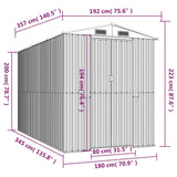 Garden Shed Dark Brown 192x357x223 cm Galvanised Steel