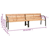 Twin Garden Bench 225 cm Solid Wood Fir