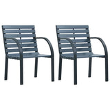 vidaXL Garden Chairs 2 pcs Grey Solid Wood Fir and Powder-coated Steel