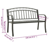 Garden Bench with Table Grey 120 cm Steel