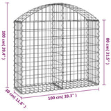 Arched Gabion Basket 100x30x80/100 cm Galvanised Iron