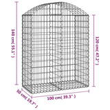 Arched Gabion Basket 100x50x120/140 cm Galvanised Iron