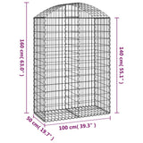 Arched Gabion Basket 100x50x140/160 cm Galvanised Iron